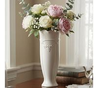 hjn White Ceramic Vases Flower Vase Design for Home Décor (Medium inch- 7.3Wx5.5Dx9H)