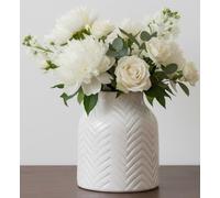 hjn White Vase- Ceramic Vase for Home Decor, Flower Vase for Centerpieces, Morden Table Vase, Boho Vase for Decor Accents/Living Room/Bookshelf/Mantel - White Texture(Small)