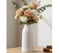 hjn White Vase -Flower Vase for Decor,White Ceramic Vase for Table, Boho Vase for Decor Accents/Living Room/Bookshelf/Mantel/- White Texture(Medium