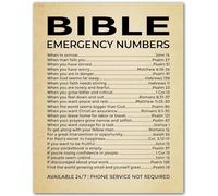 HJNAOKGWHQ Bible Emergency Numbers Inspirational Print, God's Contact List for Hope & Comfort, Christian Faith Decor for Home and Office(Unframed,16x24inch(40x60cm))