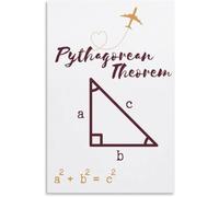 HJNAOKGWHQ High School Geometry Math Poster - Pythagorean Theorem Wall Art with Visual Proof, Modern Classroom and Bedroom Decor(Unframed,12x18inch(30x45cm))