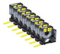 hJNGdU 3 5 8 10 Pack Labels Replacement For 18444 18432 18435 Compatible With 9 12 19mm General Ribbon 4200 5200 Black Printing Ribbon(8PK Black on Yellow)