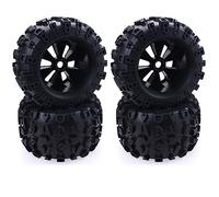hJNGdU 4pcs 1/8 Scale 17mm Hex RC Tires And Wheels Set Glued Compatible With Maxx E-Revo Revo 3.3(8477 TIRE TOOL)