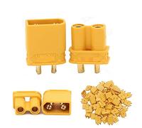 hJNGdU Amass XT30U 100pcs 2mm Antiskid Plug Connector Male And Female 2mm Golden Connectors Compatibility Upgrade Compatible With XT30 50 Pairs(YELLOW)