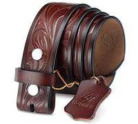 HJones Men's Leather Belt Strap with Silver Snap On - 1 1/2” Wide (Flower-Brown, 38)