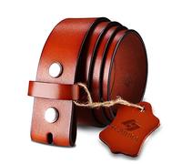 HJONES Men's Replacement Belt Strap, Leather Belt with Silver Snap On, 1 1/2” Wide