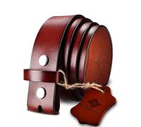HJones Men's Replacement Belt Strap, Leather Belt with Silver Snap On, 1 1/2” Wide (Brown, 42)