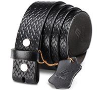 HJones Western Belts for Men without Buckle,Cowboy Belt Buckles for Men,1.5" Wide Genuine Leather Belt No Buckle, Matblack, 38