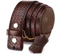 HJones Western Belts for Men without Buckle,Cowboy Belt Buckles for Men,1.5" Wide Genuine Leather Belt No Buckle, Matbrown, 34