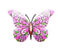 HJOSWVNS Garden Wall Art Outdoor Pink Insects Metal Wall Art for Garden Fence Decorations Accessories Hanging Home Decor Outdoor Ornaments Living Room for Porch Patio Balcony 13x16.5cm