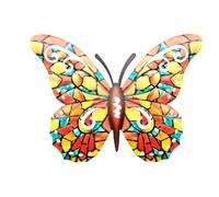 HJOSWVNS Garden Wall Art Outdoor White Insects Red Metal Wall Art for Garden Fence Decorations Accessories Hanging Home Decor Outdoor Ornaments Living Room for Porch Patio Balcony 13x16.5cm