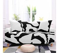 HJOSWVNS Sofa Cover 3 Seater Black White Pattern Sofa Slipcovers High Stretch Modern Couch Covers Polyester Spandex Non Slip Sofa Protector with Elastic Bottom Settee Covers