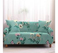 HJOSWVNS Sofa Cover 3 Seater Green Butterfly Flower Sofa Slipcovers High Stretch Modern Couch Covers Polyester Spandex Non Slip Sofa Protector with Elastic Bottom Settee Covers