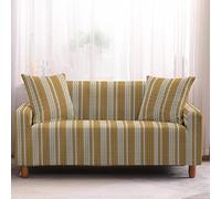 HJOSWVNS Sofa Cover 3 Seater Yellow Beige Stripes Sofa Slipcovers High Stretch Modern Couch Covers Polyester Spandex Non Slip Sofa Protector with Elastic Bottom Settee Covers