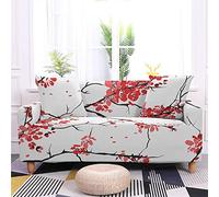 HJOSWVNS Sofa Cover White Red Flower Sofa Slipcovers Super Soft High Stretch Couch Covers Polyester Spandex Sofa Protector Non Slip Sofa Covers With Elastic Bottom Settee Covers 4 Seater