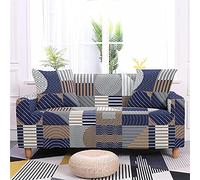HJOSWVNS Sofa Covers 2 Seater Blue Brown Stripes Sofa Slipcovers High Stretch Modern Couch Covers Polyester Spandex Non Slip Sofa Protector with Elastic Bottom Settee Covers