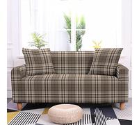 HJOSWVNS Sofa Covers 2 Seater Elegant Beige Plaid Sofa Slipcovers High Stretch Modern Couch Covers Polyester Spandex Non Slip Sofa Protector with Elastic Bottom Settee Covers