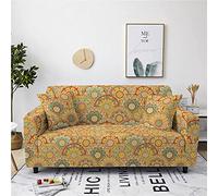 HJOSWVNS Sofa Covers 2 Seater Mustard Yellow Print Sofa Slipcovers High Stretch Modern Couch Covers Polyester Spandex Non Slip Sofa Protector with Elastic Bottom Settee Covers