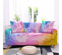 HJOSWVNS Sofa Covers 2 Seater Pink Yellow Marble Sofa Slipcovers High Stretch Modern Couch Covers Polyester Spandex Non Slip Sofa Protector with Elastic Bottom Settee Covers