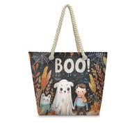 HJOSWVNS Tote Bags Boy Orange Leaves Beach Bag Polyester Women's Totes Reusable Womens Handbags Washable Tote Bag with Zip School Shopping Bags Foldable Handbags for Women Ladies Handbag 36x37cm/2