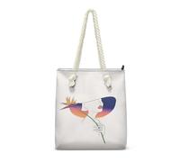 HJOSWVNS Tote Bags Girl Blue Orange Beach Bag Polyester Women's Totes Reusable Womens Handbags Washable Tote Bag with Zip School Shopping Bags Foldable Handbags for Women Ladies Handbag 36x37cm/1