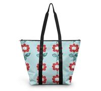 HJOSWVNS Tote Bags Red Mint Green Beach Bag Polyester Shopping Bags Reusable Women's Totes Foldable Handbag with Zip Shopping Bag Washable Durable Womens Handbag 38x56cm/2 Pcs