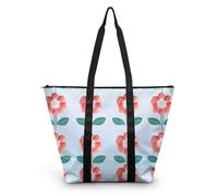 HJOSWVNS Tote Bags Retro Red Green Beach Bag Polyester Shopping Bags Reusable Women's Totes Foldable Handbag with Zip Shopping Bag Washable Durable Womens Handbag 38x56cm/1 Pcs