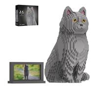 HJPLPXH Animal Cat Adorable Pet Blue Cat Micro Building Blocks Set with Secret Hidden Storage Box Inside! Ideal Toy for cat Lovers, Kids & Adults.