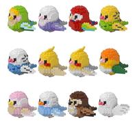 HJPLPXH Micro Buildling Pet Model Sets Birthday Gift for Kids,Small Parrots Building Blocks Kits, 12 Boxes Mini Bricks Cute Birds Series Animals Toys for Kids