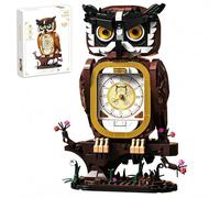 HJPLPXH Owl Clock Building Set, Real Working Clock, Owl Decor Model