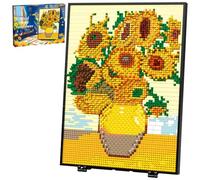 HJPLPXH Pixel Sunflower Painting Frame Art Crafts for Home Office Decor, Micro Mini Building Block Art Model, Ideals Gifts for Boys Girls Adults (3504PCS)