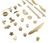 HJQFVASQ Style Minimalist Solid Brass Cabinet DIY Pull Handle Classical Luxury Drawer Gold knob Door Long(32-L-130mm-Right)