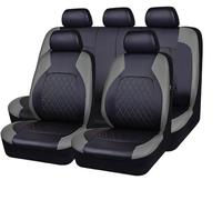 HJRegaFimu 9 Pcs Car Seat Cover Leather for Nissan Navara Titan 2004-2009 2010 2011 2012 2013 2014 2015 2016 2017 2018, Front Rear Full Sets Surround Waterproof Accessories,Grey