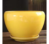 HJRegaFimu Large Flower Pot Home Red Ceramic Planter Succulent Cactus Potted Planters Drainage Hole And Detachable Saucer Great For Indoor/outdoor Plant (color : Size 13cm) (yellow 18cm)