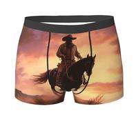 HJRT Men's Underwear Soft Breathable Boxer Brief Moisture-Wicking Stretch Mens Boxer Cowboy West Trunks for Men M Black