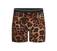 HJRT Men's Underwear Soft Breathable Boxer Brief Moisture-Wicking Stretch Mens Boxer Leopard Print Trunks for Men L Black
