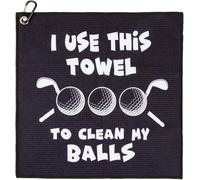 HJSSAA Golf Towel, Funny Golf Towel Gag Gift Clean Golf Balls Fun Golf Accessories With Clip For Golf Bag,Personalised Golf Ball Towel,Mens Secret Santa Gifts for Christmas Birthday (Black 1)