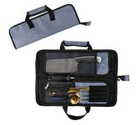 HJSSAA Knife Bag, Chef Knife Roll Bag, Chef's Knife Bag, Heavy Duty Oxford Knife Bag with 13 Slots, Easy Carry Handle and Shoulder Strap, Kitchen Storage for Travel, Camping, blue, Classic