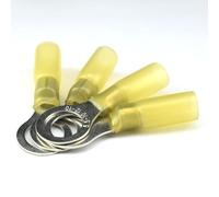 HJTOOK 10pcs M10 24A Heat Shrink Ring Wire Connector Nylon Fully Insulated Waterproof Butt Marine Automotive Electrical Wiring Crimp Terminals 3/8" AWG 12-10 Yellow