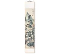 HJtRTDF bedroom wall decor， Mountain Forest Art Scroll Painting, Chinese Handmade Landscape Decor, Study Room Feng Shui Hanging(Creamy White C)