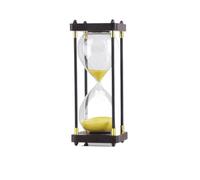 HJtRTDF sand timer， Retro Wooden Frame Glass Hourglass Timer Metal Edge Sand Clock Home Desktop Decoration(Yellow)