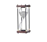 HJtRTDF sand timer， Retro Wooden Frame Glass Hourglass Timer Metal Edge Sand Clock Home Desktop Decoration(Grey)