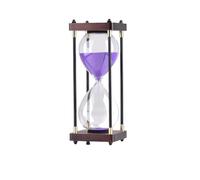 HJtRTDF sand timer， Retro Wooden Frame Glass Hourglass Timer Metal Edge Sand Clock Home Desktop Decoration(Purple)