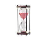 HJtRTDF sand timer， Retro Wooden Frame Glass Hourglass Timer Metal Edge Sand Clock Home Desktop Decoration(Pink)