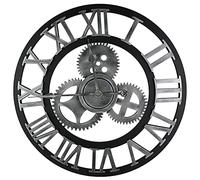 HJtRTDF wall clock， Large Industrial Iron Skeleton Roman Numerals Silent Non Ticking Home Decor Wall Clock(60cm)