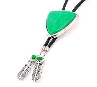HJtRTDF Western-style necklace, Genuine leather tie For Men And Women Creative Ethnic Natural Turquoise Accessories(Green)