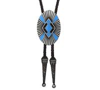 HJtRTDF Western-style necklace, Handmade Leather Rope Creative Rhombus Striped Oval Badge