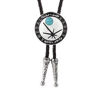 HJtRTDF Western-style necklace, Handmade Leather Rope Retro Star Moon Natural Turquoise(Blue)