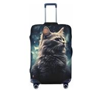 HJTRW A cat in a nebula Travel Luggage Cover Elastic Washable Suitcase Cover Protector Fashion Stretch Baggage Covers Dustproof Suitcase Sleeve Fits 18-32 inch luggage, Black, M