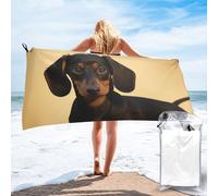 HJTRW A Cute Dachshund Beach Towel Microfiber Bath Towels Soft and Quick Dry Pool Towel 27.5"x55" Super Absorbent Oversized Towel Blanket for Men Women Swim Sports Camping Travel